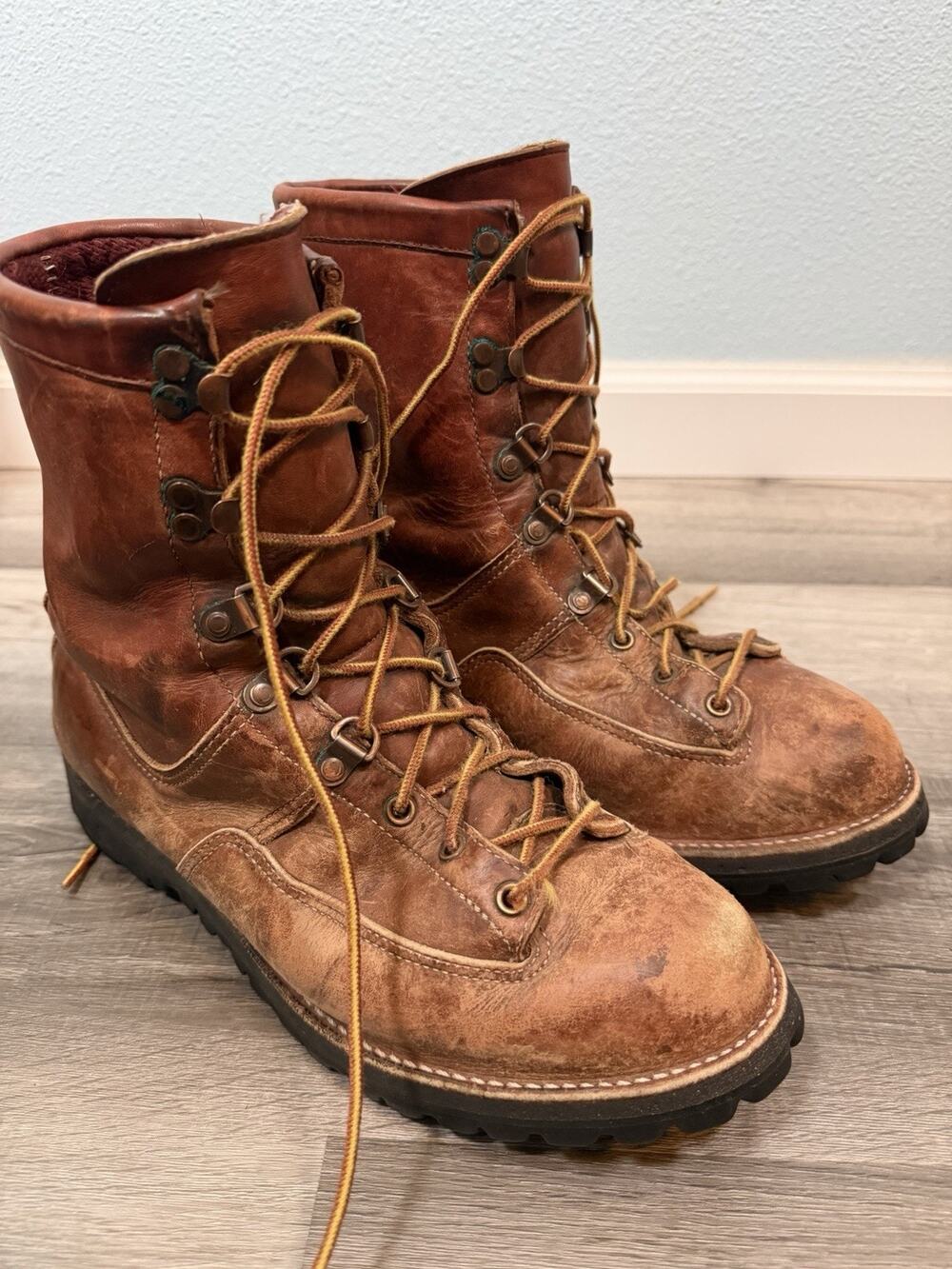 Vintage Danner Men’s 10 D Steel Toe Work Boots Brown Leather Vibram Logger